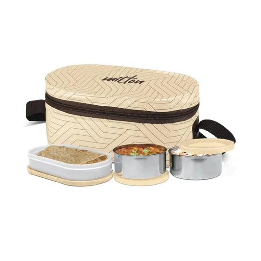 Milton Executive Lunch Box | Soft Insulated Tiffin Bag with 2 Stainless Steel & 1 Microwave Safe Container
