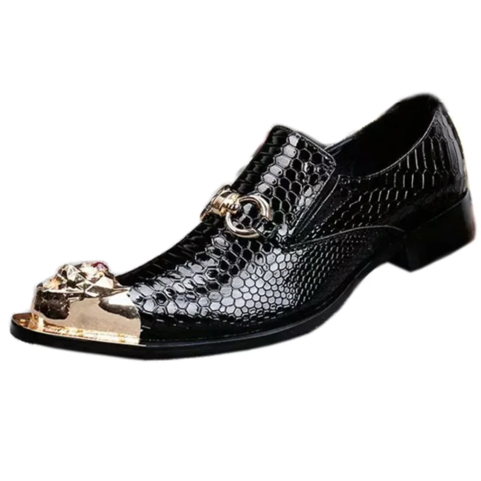 Batzuzhi Men's Shoes Luxury Handmade Metal Iorn Toe Black Leather Shoes Business Formal Dress Shoes Wedding and Party, EU38-46