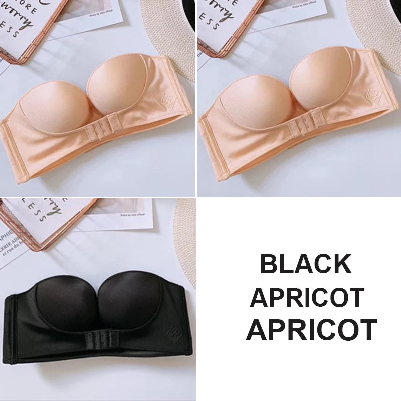 FINETOO 3PCS/Set Strapless Front Exposure Bra Sexy Women Bralette Underwear Brassiere Lingerie Invisible Bras for Female A/B CUP