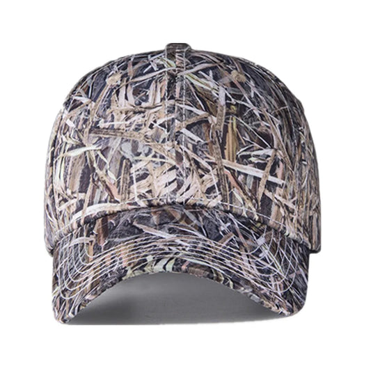 Outdoor Waterproof Bionic Camouflage Hunting Hat Sunshade Reed Bulrush Camo Fishing Hat Breathable Hiking Peaked Cap Cotton Hat