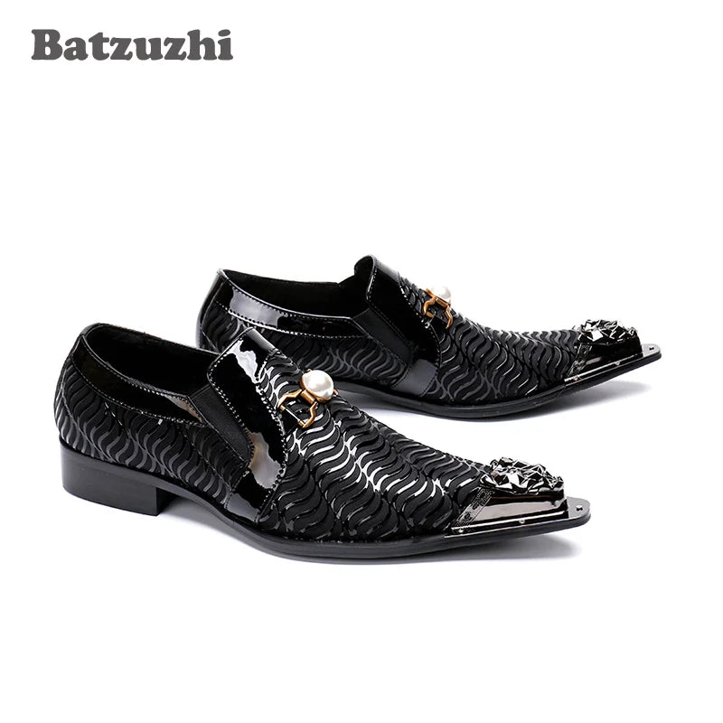 Batzuzhi Brand Men Shoes Pointed Iron Toe Leather Business Dress Shoes Man Black Formal Shoes Men sepatu pria zapatos de hombre