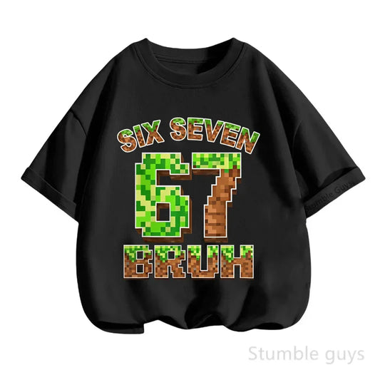 Summer Boys Clothes Girls 67 Print Tshirt Six Seven T-shirt Kids 3-14Y Short Sleeve Casual Tee