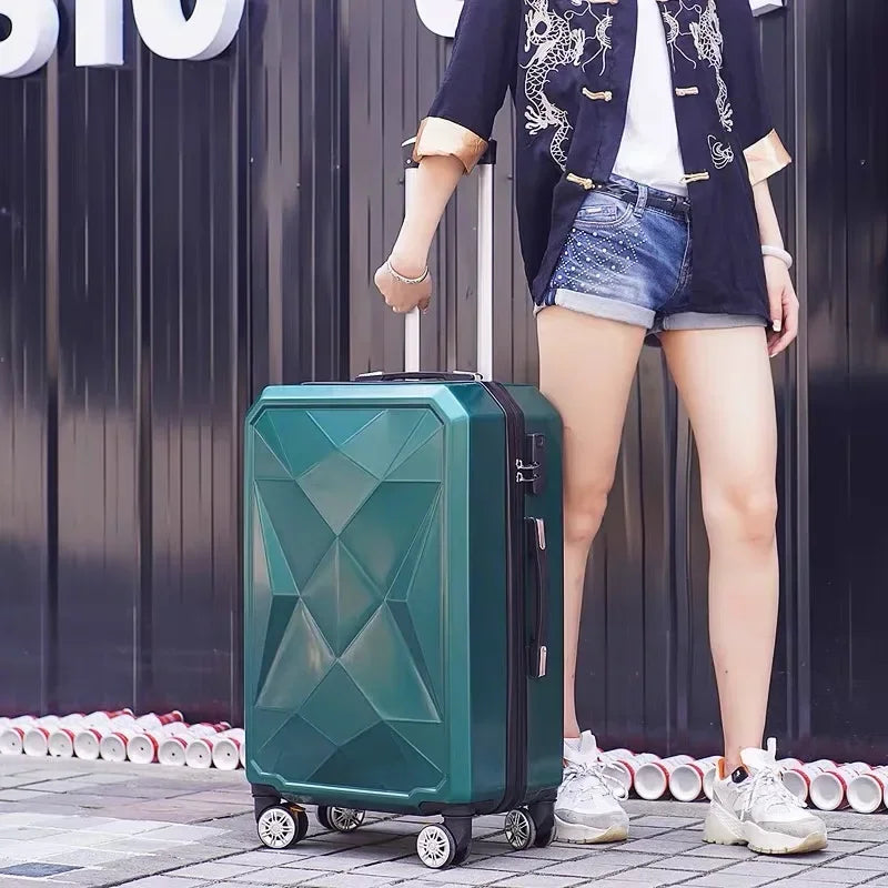 20‘’22/24/26/28 inch Rolling luggage set travel suitcase spinner wheels trolley luggage bag case Diamond Silver suitcase Women's
