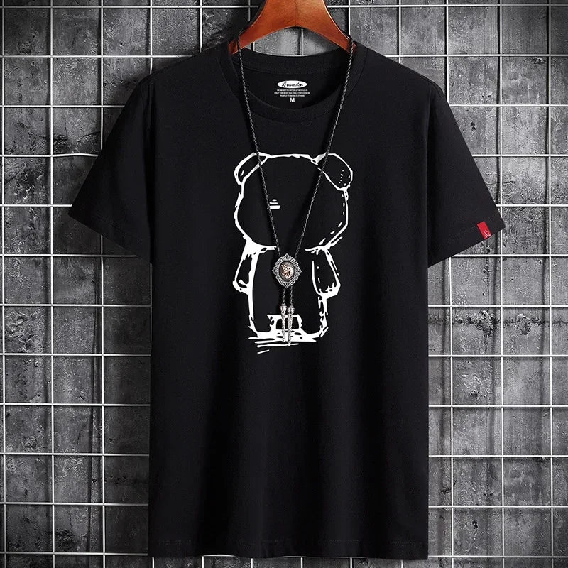 T-shirts for Men streetwear Casual Gym Tops 2025 Summer Cotton O-Neck Short sleeve Tee Oversized Anime basketball Sports t-shirt