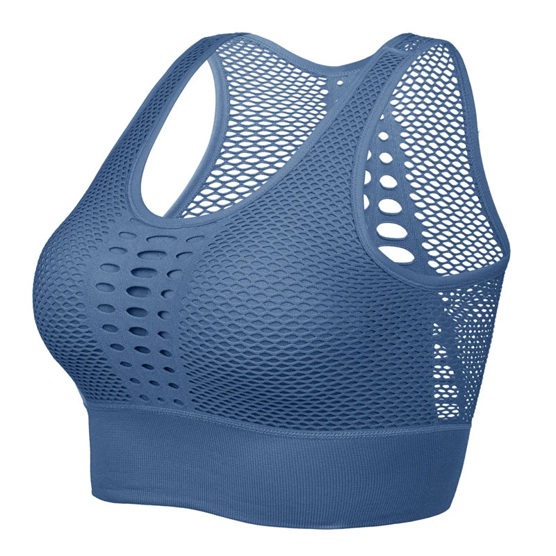 Women Breathable Active Bra Mesh Sports Bras Push Up Gym Fitness Yoga Underwear Female Seamless Running Yoga Bra Sportswear 2023