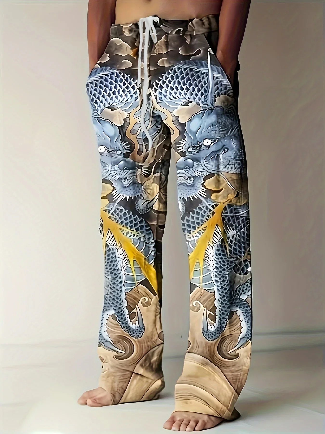 2025 Spring And Summer Hip-hop Men's Pants Casual Slim Loose Lightweight Pants Stretch Drawstring Beach Travel Essential Pants