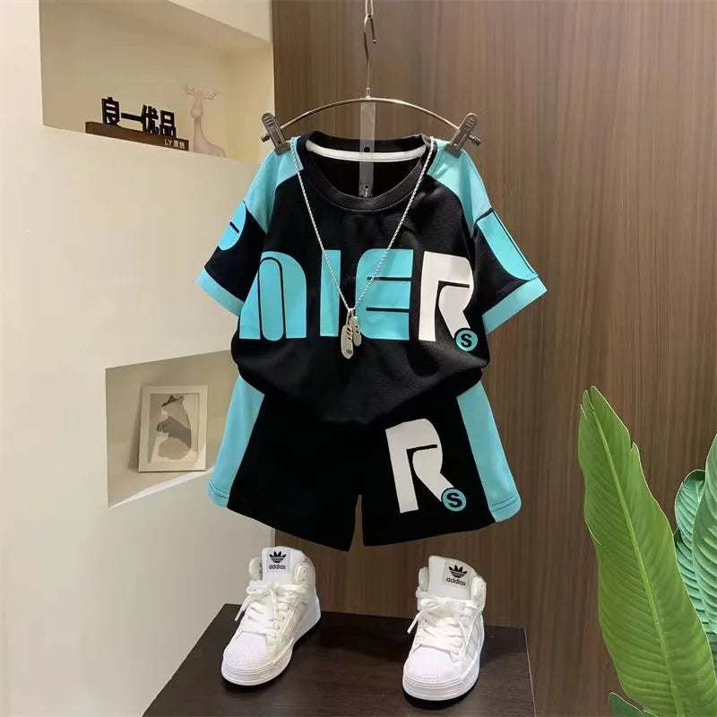 Boys Summer Clothing Children's Fashion Short sleeved Set New Korean Edition Fashionable Boys Summer Thin Casual Two Piece Set