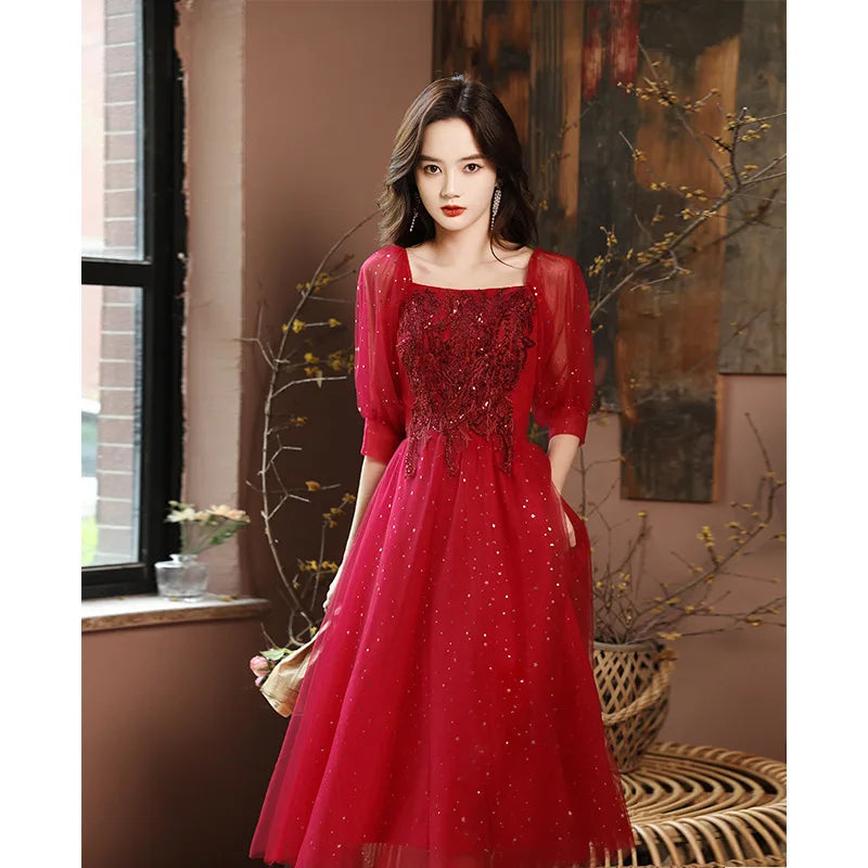 DSP Customise Elegant A Line Half Sleeves Prom Dresses 2025 Formal Evening Party Dress with Appliques Graduation Dresses Long