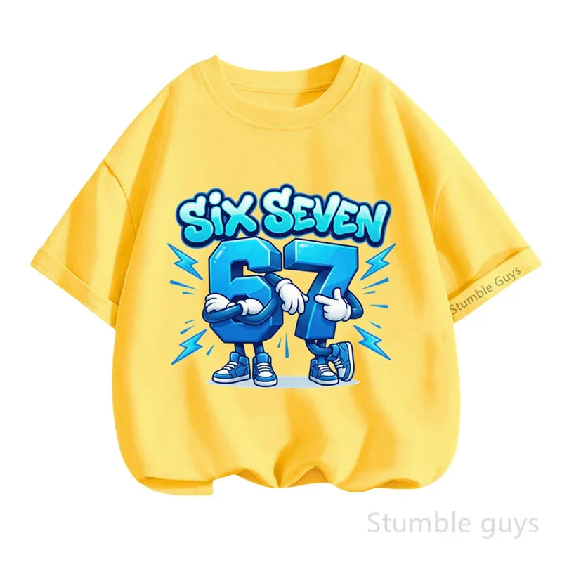 Summer Boys Clothes Girls 67 Print Tshirt Six Seven T-shirt Kids 3-14Y Short Sleeve Casual Tee