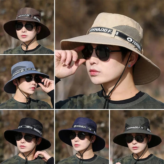 1Pcs Beach Wide Brim Bucket Hat Summer Hiking Sombrero UV Protection Cap Gorro Fishing Camping Sun Hat for Men Women