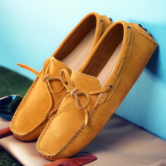 Ultra-light Suede Leather Men's Loafers Solid Color Walking Shoes Soft-Soled Comfy Man Drive Flats Men Casual Shoes Moccasins