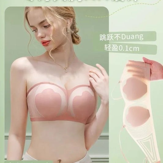 Strapless Minimizer Bra for Large Bust Ultra Thin Full Coverage Wire Free Push Up Anti-Slip Band Anti-Sag Side Support Seamless