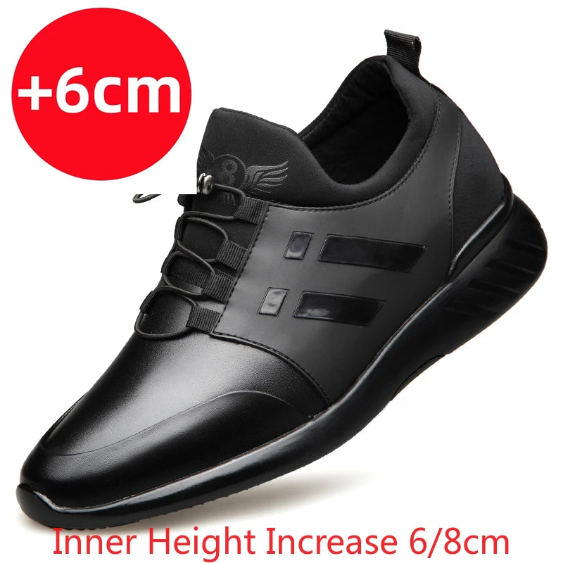 2024 New Summer Genuine Leather Casual Shoes Men Sneakers Shoes Comfortable Platform Male Footwear Height Increase Insole 6CM