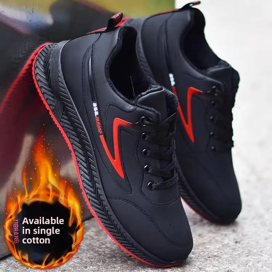 Men's Winter Waterproof Fce Lined Thi Leather Surface Sport oes Anti Slip Warm Cotton Running Casual oes All Match L...