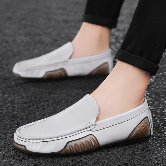 British Style Men Leather Casual Shoes Brand Men Business Spring New Loafers Moccasins Breathable Slip on Comfort Driving Shoes