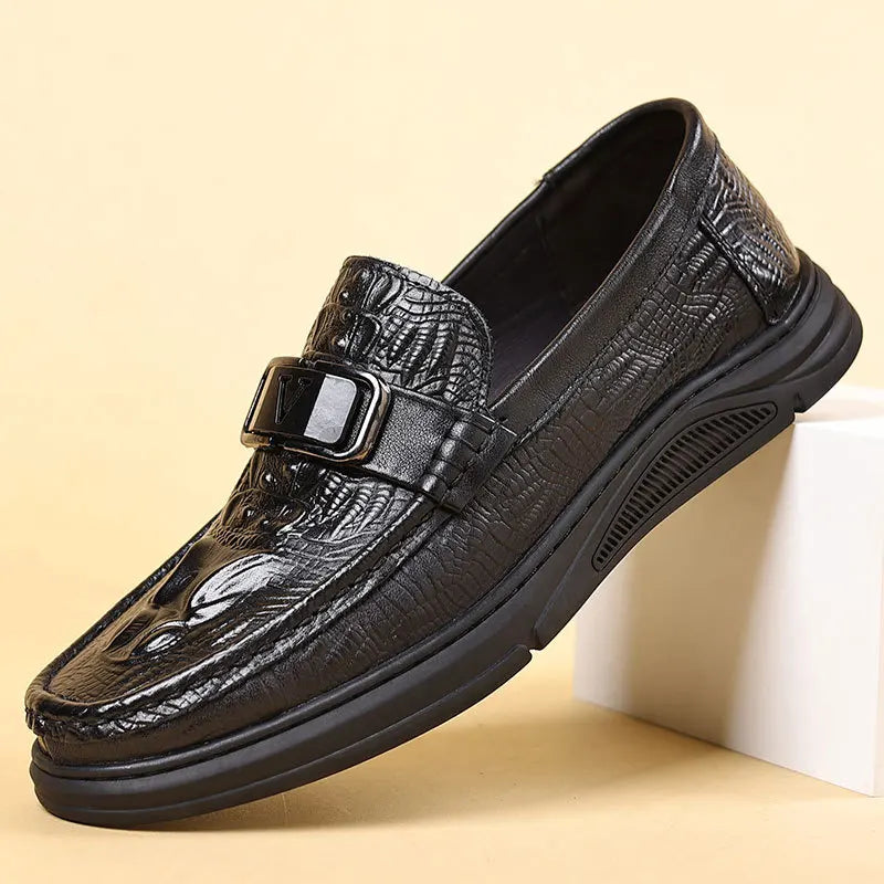 Men Elegant Genuine Leather Shoes Black Soft Leather Soft Bottom Men's Leather Shoes Casual Business Luxury Social Male Shoes