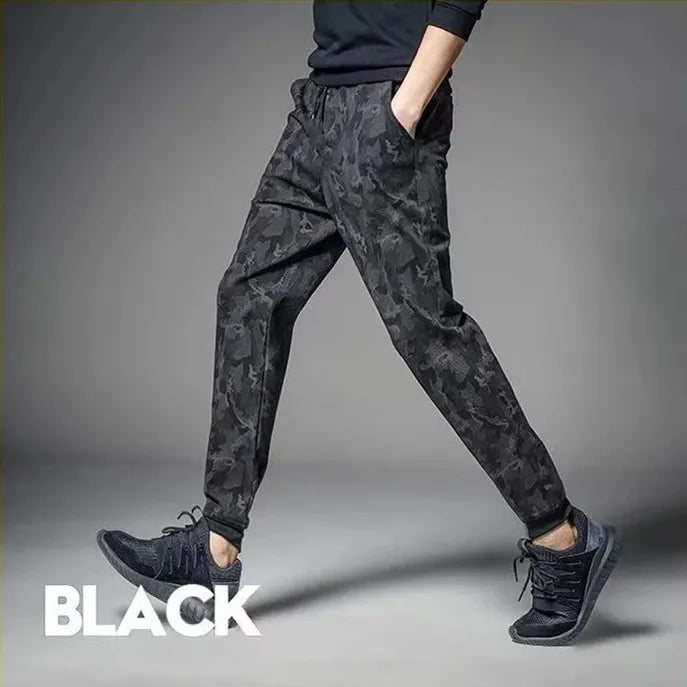 Casual Camouflage Workwear Pants for Men Elastic Waist Drawstring Pants Sports Outdoor Fashion Male Cargo Trouser Sweatpants