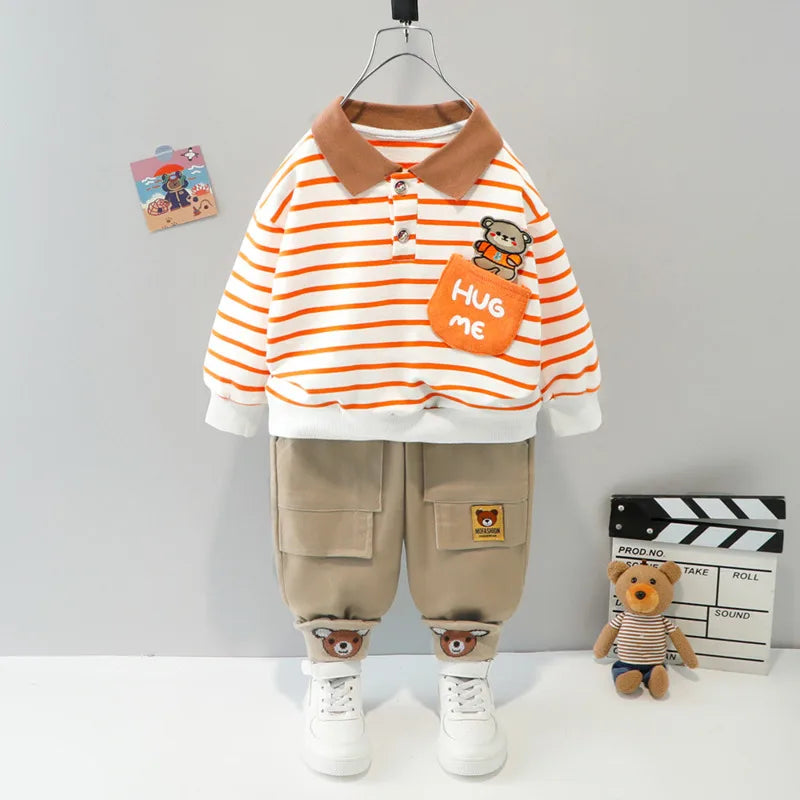 New Spring Autumn Baby Girl Clothes Boys Clothing Children Striped T-Shirt Pants 2Pcs/Set Toddler Casual Costume Kids Tracksuits
