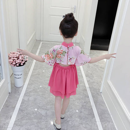 summer new girls" dress hanfu chinese style summer dress cheongsam children"s princess skirt
