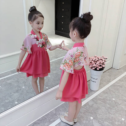 summer new girls" dress hanfu chinese style summer dress cheongsam children"s princess skirt