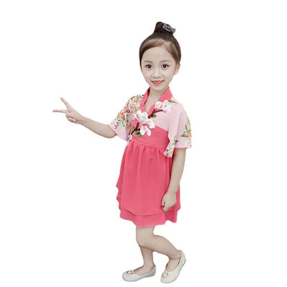 summer new girls" dress hanfu chinese style summer dress cheongsam children"s princess skirt