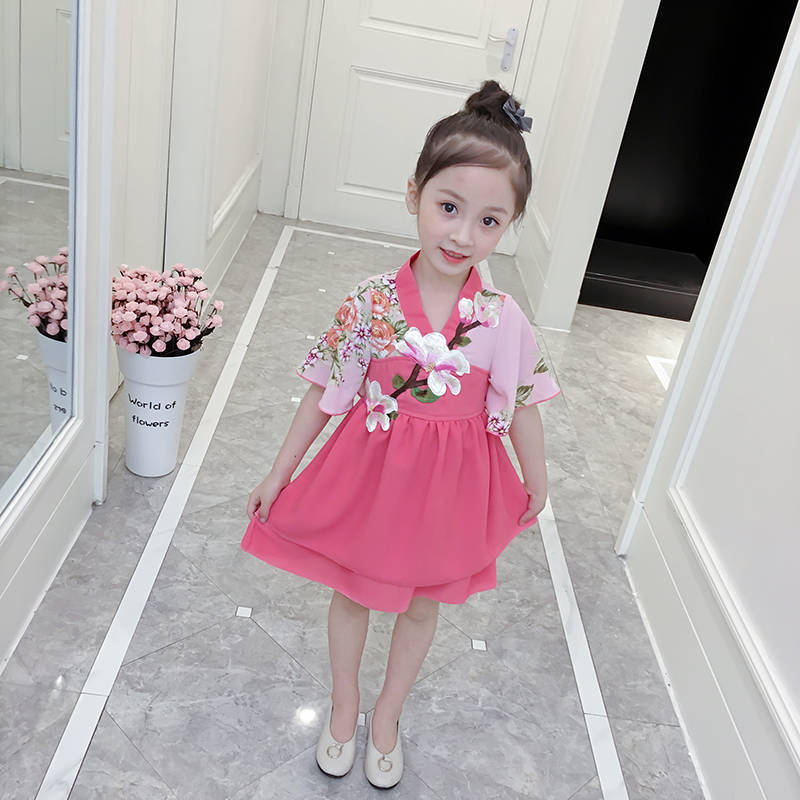 summer new girls" dress hanfu chinese style summer dress cheongsam children"s princess skirt