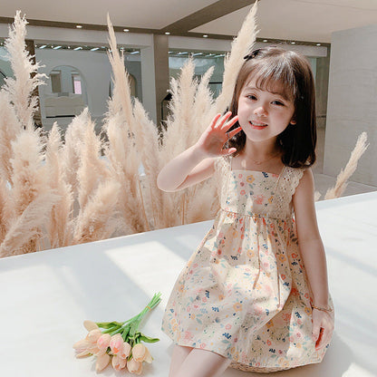 Floral Princess Lace Sling Dress