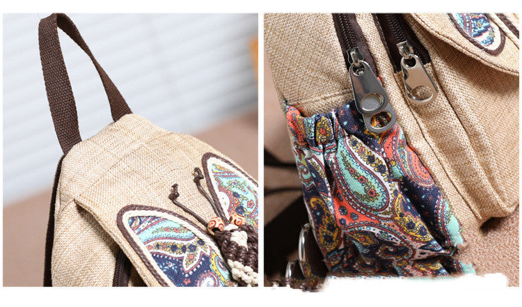 A touch of colorful backpack small backpack national style new style backpack literary style backpack women''s Bag Travel Backpack