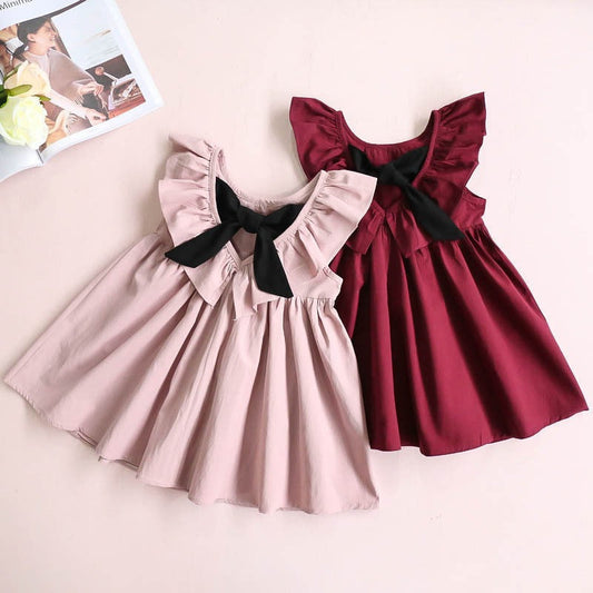 Ruffled lace bow dress