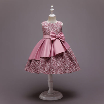 Pure Color Cute Children's Princess Dress Summer Birthday Dress