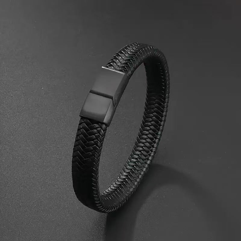 Men's Leather Magnetic Buckle Bracelet