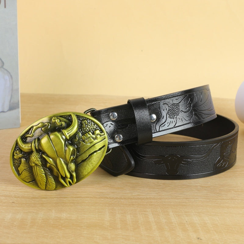Belt Cow Head Buckle Men