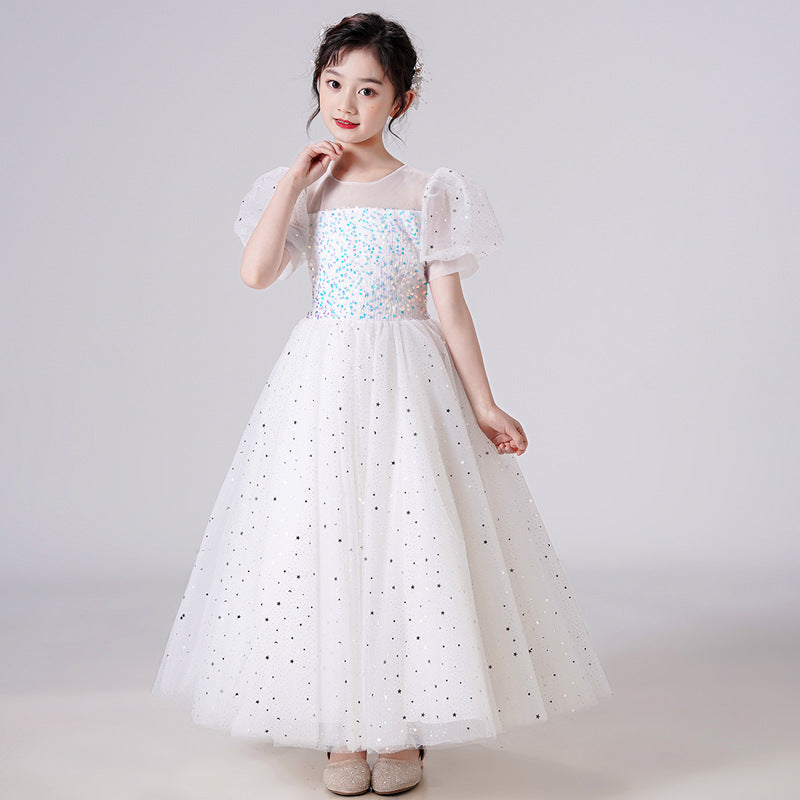 Girls Wedding Princess Sleeve Puffy Dress