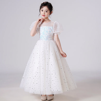 Girls Wedding Princess Sleeve Puffy Dress