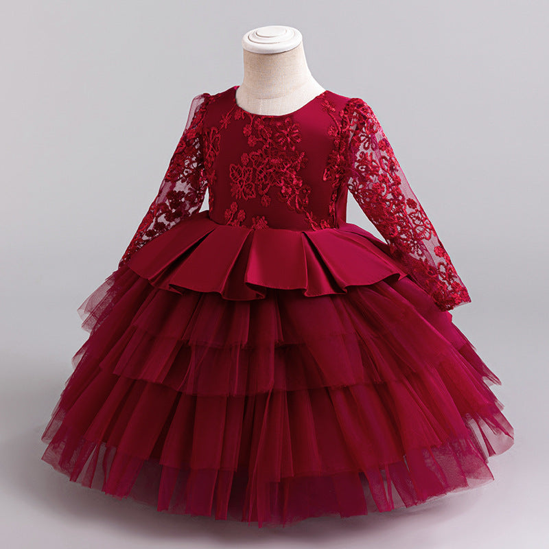 Children's Embroidered Princess Long-Sleeve Tutu For Piano Performance