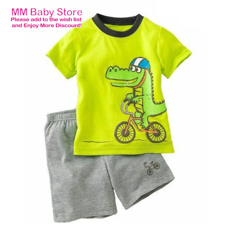 New Summer Clothing For Boys 1-7Years 95 Cars Pajamas Children's Clothes Short Sleeve Sets Cartoon Suit Cotton Kids Clothing
