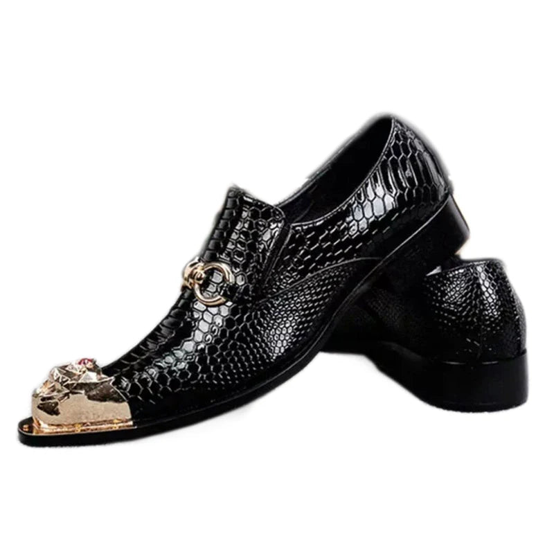 Batzuzhi Men's Shoes Luxury Handmade Metal Iorn Toe Black Leather Shoes Business Formal Dress Shoes Wedding and Party, EU38-46