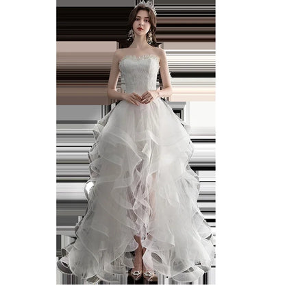 Vestido De Noiva 2026 New Front Short Long Back Strapless Wedding Dress Sweet Bride Dress With Train Custom Made Wedding Gown Cu