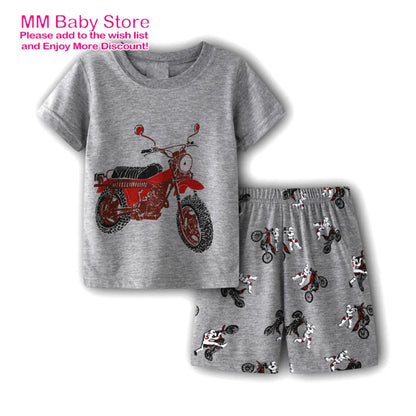 New Summer Clothing For Boys 1-7Years 95 Cars Pajamas Children's Clothes Short Sleeve Sets Cartoon Suit Cotton Kids Clothing
