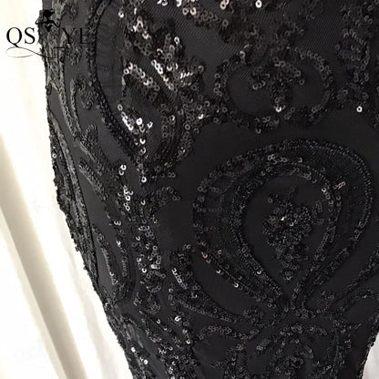 One Shoulder Sequined Black Evening Dresses Glitter Pattern Lace Mermaid Prom Gown Long Formal Party Women Fashion Dress 2025