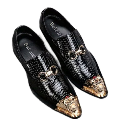 Batzuzhi Men's Shoes Luxury Handmade Metal Iorn Toe Black Leather Shoes Business Formal Dress Shoes Wedding and Party, EU38-46