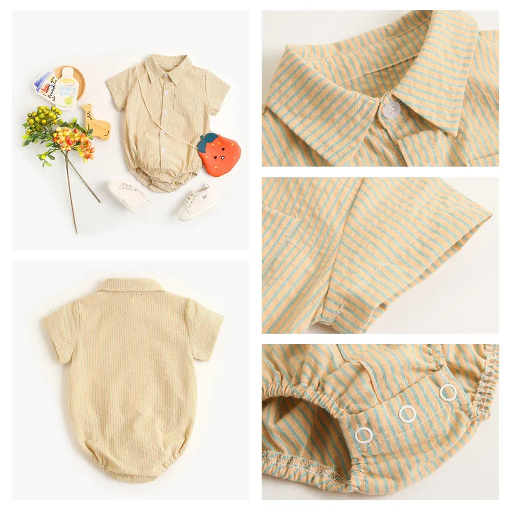 Sanlutoz Baby Boys Summer Bodysuits Cotton Short Sleeve Infants Boys Plaid Clothing Onesies Fashion