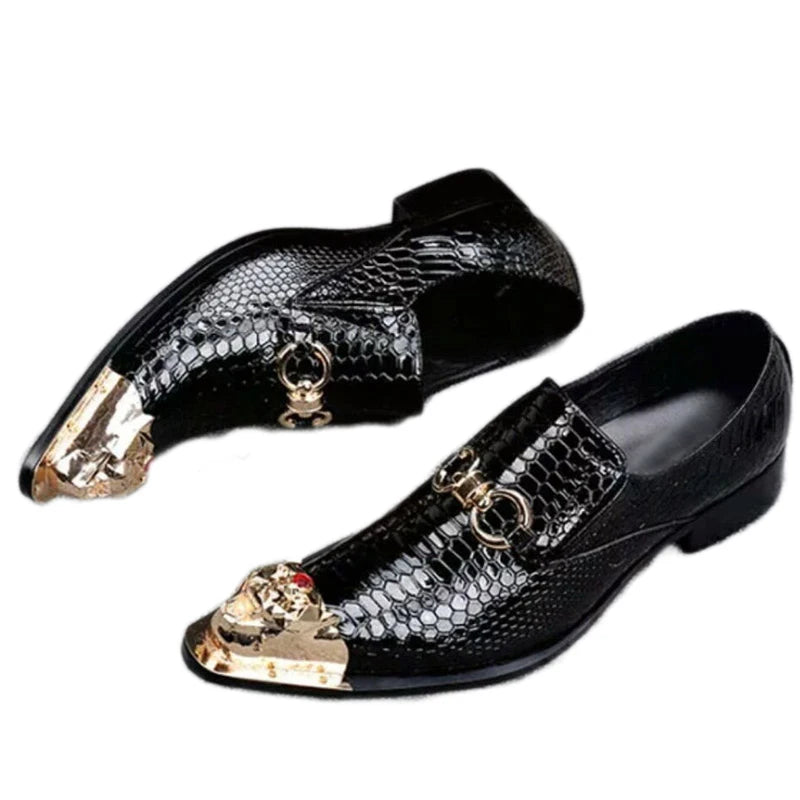 Batzuzhi Men's Shoes Luxury Handmade Metal Iorn Toe Black Leather Shoes Business Formal Dress Shoes Wedding and Party, EU38-46