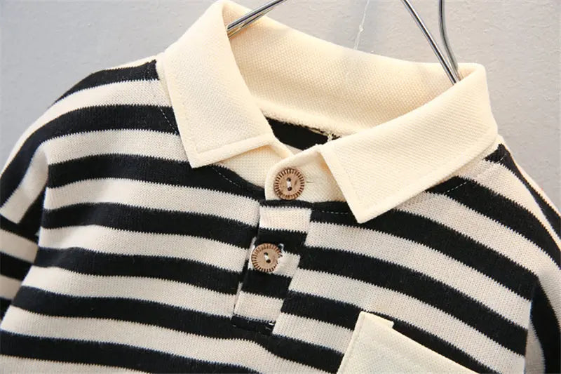 New Spring Causal Suit Kids Boys Girls Cartoon Strips T Shirt Pants 2pcs/Set Children Clothing Kids Infant Sportswear 0-5 Years