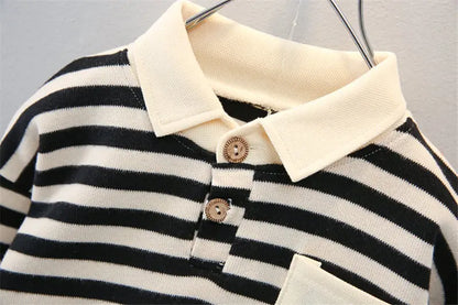 New Spring Causal Suit Kids Boys Girls Cartoon Strips T Shirt Pants 2pcs/Set Children Clothing Kids Infant Sportswear 0-5 Years