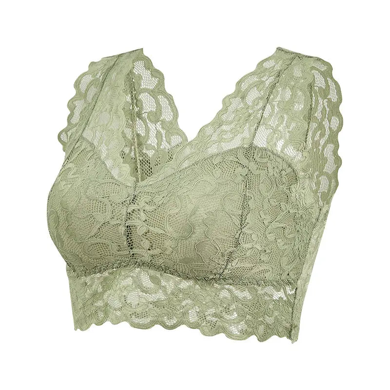 Sexy Lace Sleep Sports Underwear for Women Cozy Wire Free Seamless Vest Bras Girls Student Lingerie Padded Push Up Chest Wrap