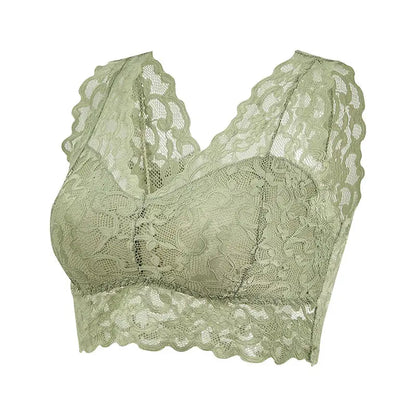 Sexy Lace Sleep Sports Underwear for Women Cozy Wire Free Seamless Vest Bras Girls Student Lingerie Padded Push Up Chest Wrap