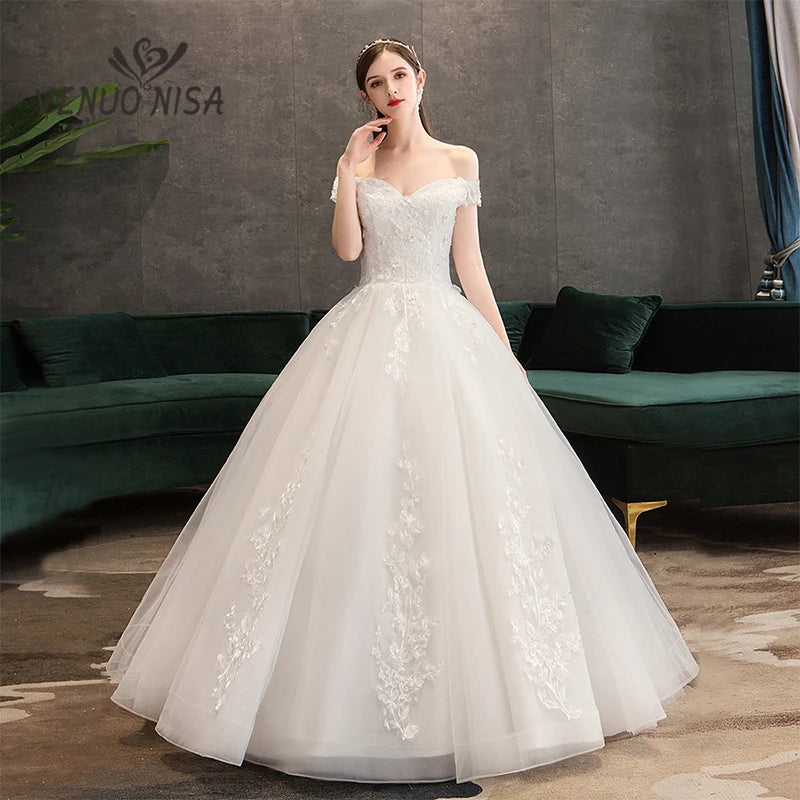 Customized Fashio Elegant Wedding Dress Vestidos De Novia Sweet Lace Applique Tulle Bridal Gown Plus Size Cheap Robe De Mariage