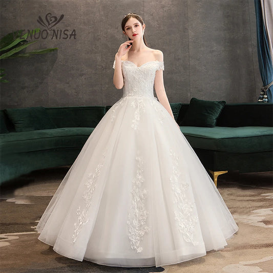 Customized Fashio Elegant Wedding Dress Vestidos De Novia Sweet Lace Applique Tulle Bridal Gown Plus Size Cheap Robe De Mariage