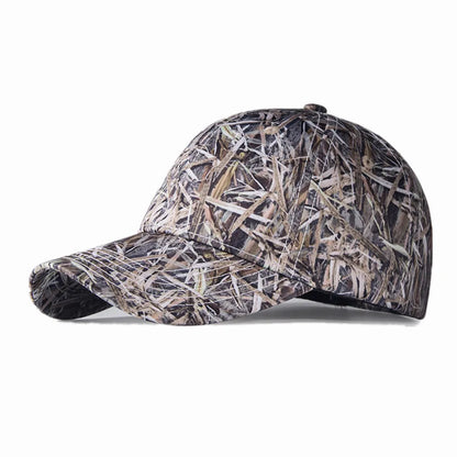 Outdoor Waterproof Bionic Camouflage Hunting Hat Sunshade Reed Bulrush Camo Fishing Hat Breathable Hiking Peaked Cap Cotton Hat
